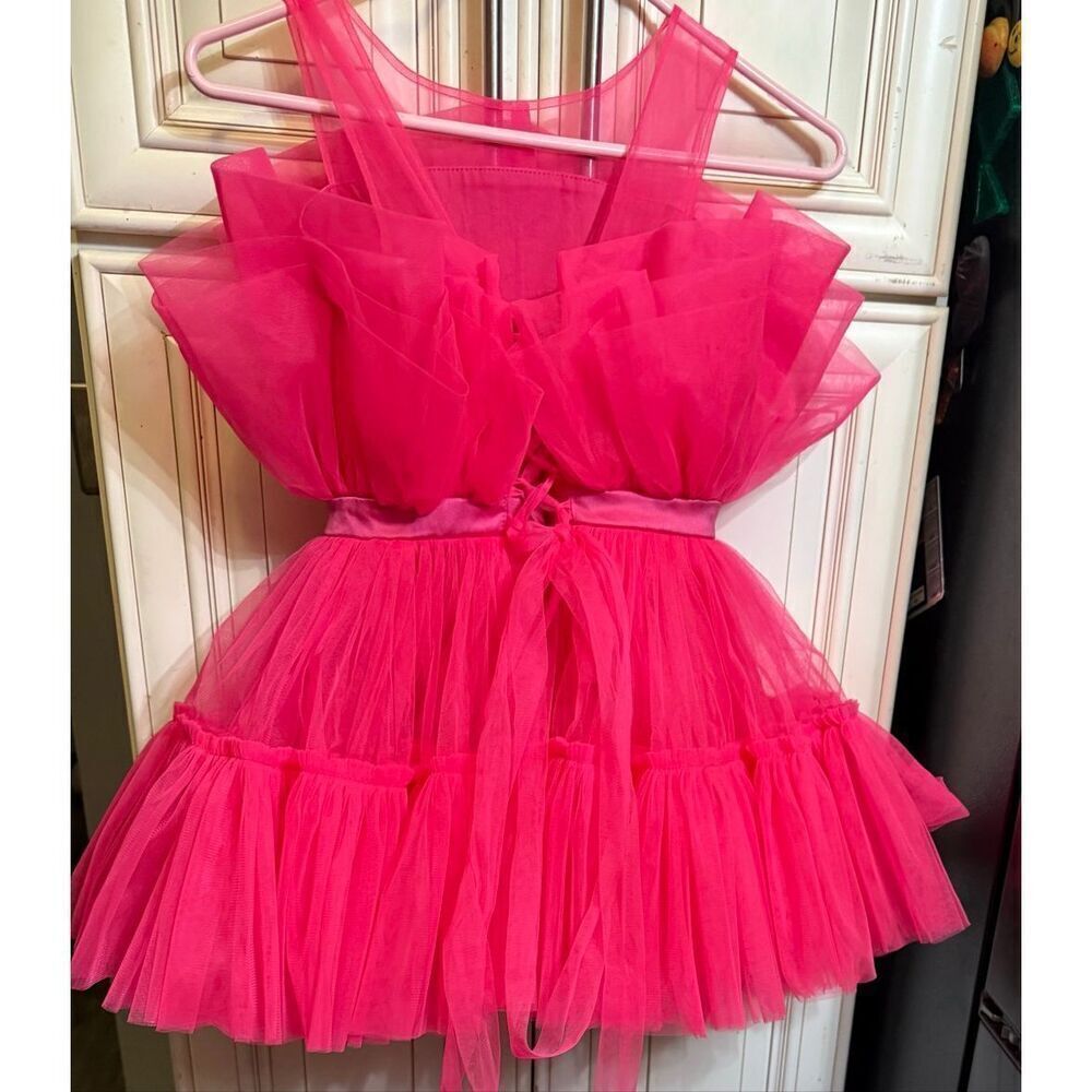 Lily Land Girls Tulle Ruffled Tiered Belted Sleeveless Party Dress Pink Size 13
